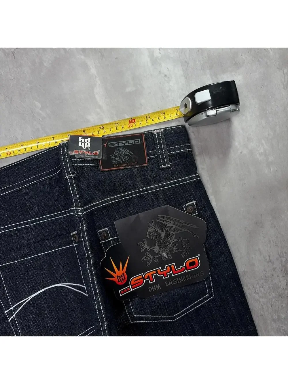 Y2K Dark Wash Stylo Grunge Gothic Deadstock Baggy Skater Denim Jeans